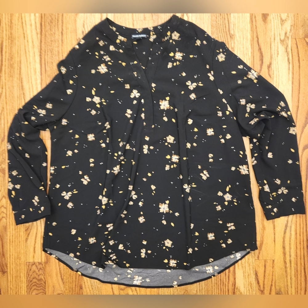 Hilary Radley Ladies Women Long Sleeve Blouse, Black ( XXL )